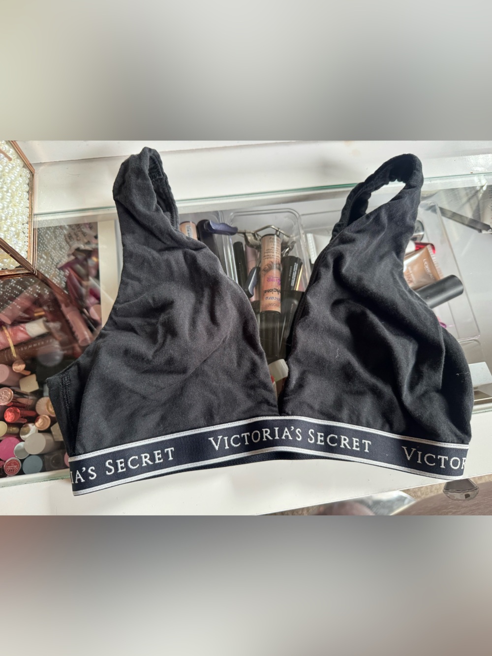 Victoria's Secret Black Logo Elastic Wireless Bralette